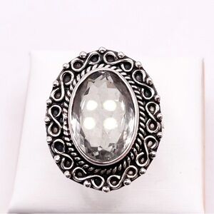 Size 8 Green Amethyst 925 Sterling Silver Ring